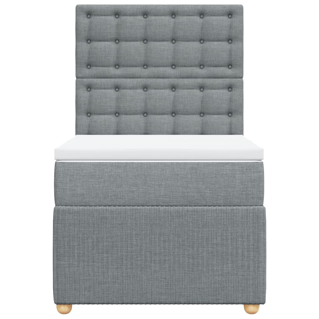 Boxspring met matras stof lichtgrijs 90x200 cm