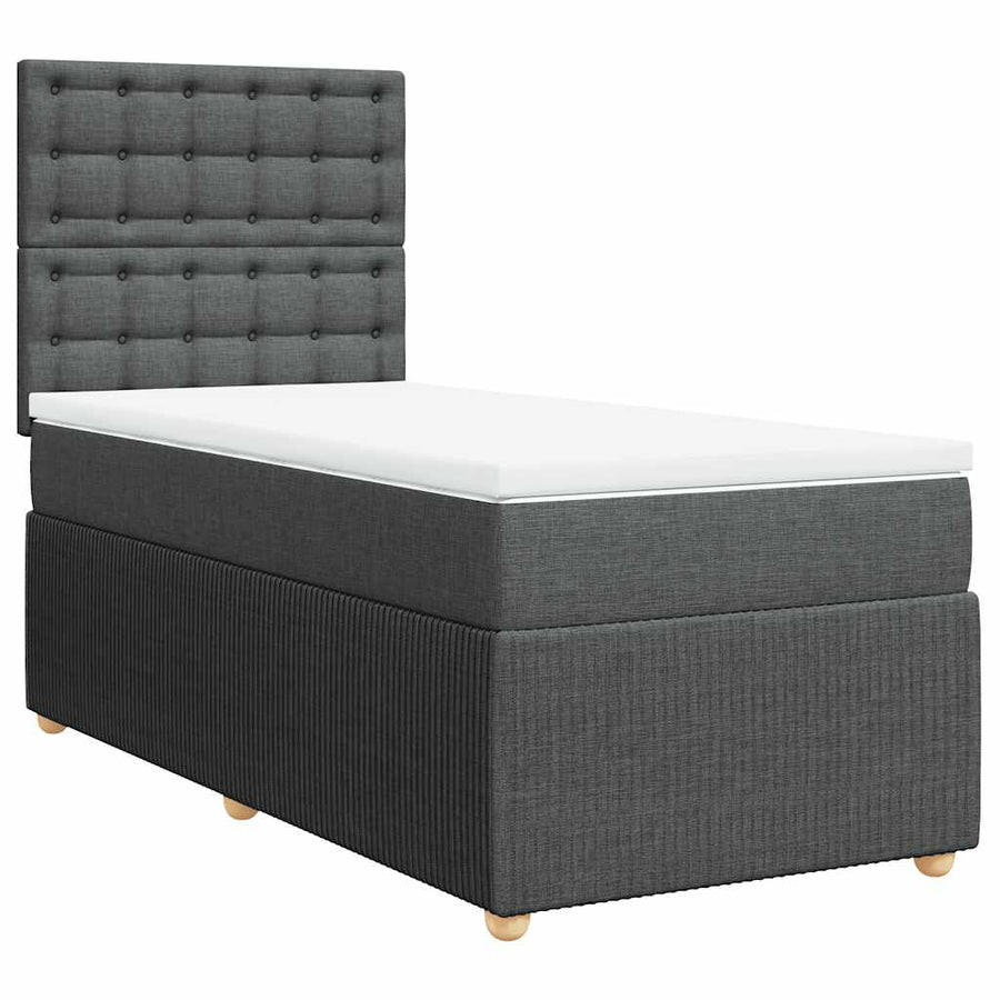 Boxspring met matras stof donkergrijs 90x200 cm