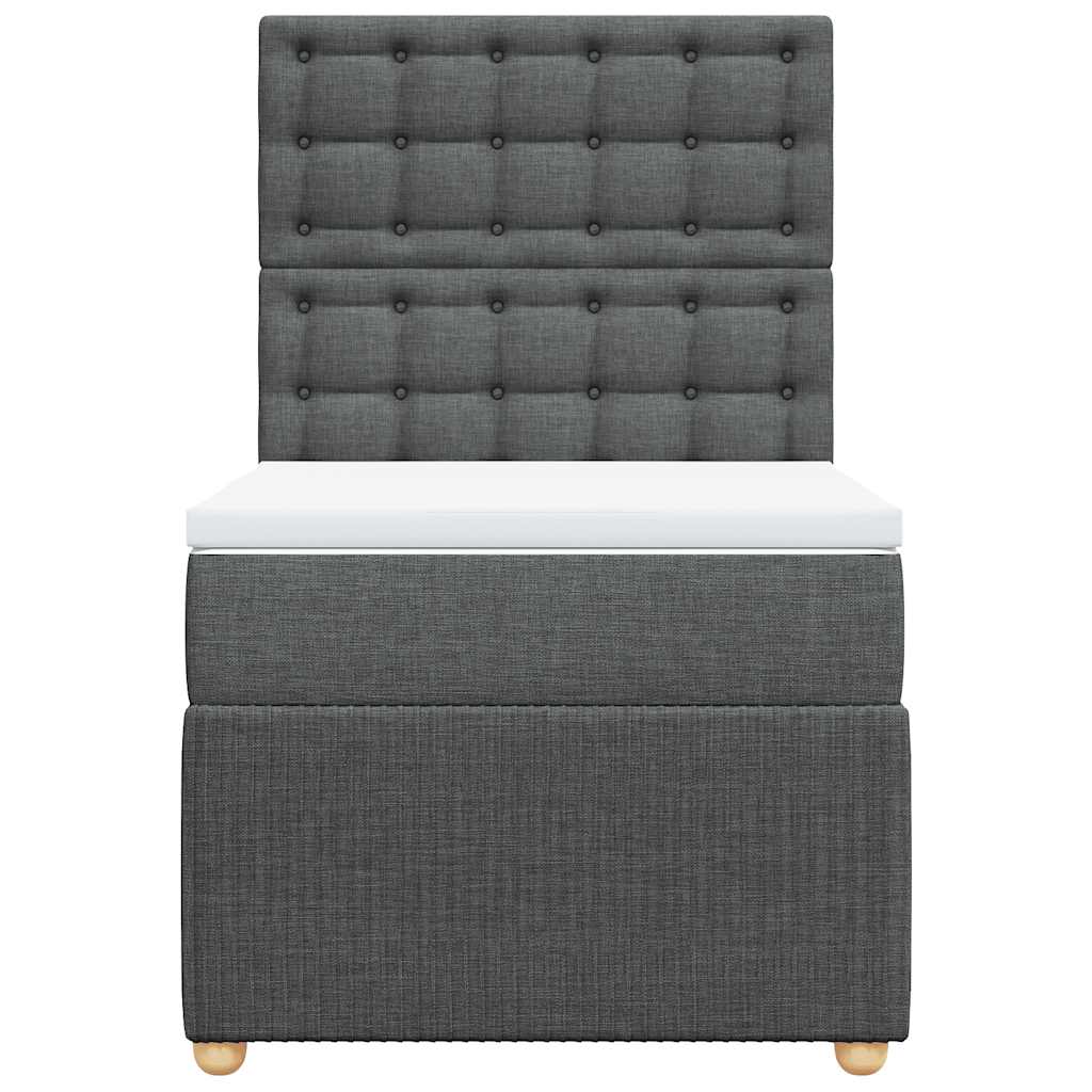 Boxspring met matras stof donkergrijs 90x200 cm