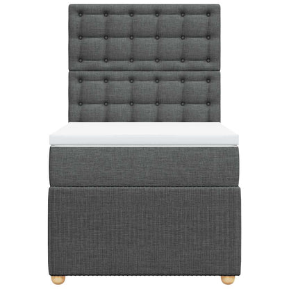 Boxspring met matras stof donkergrijs 90x200 cm
