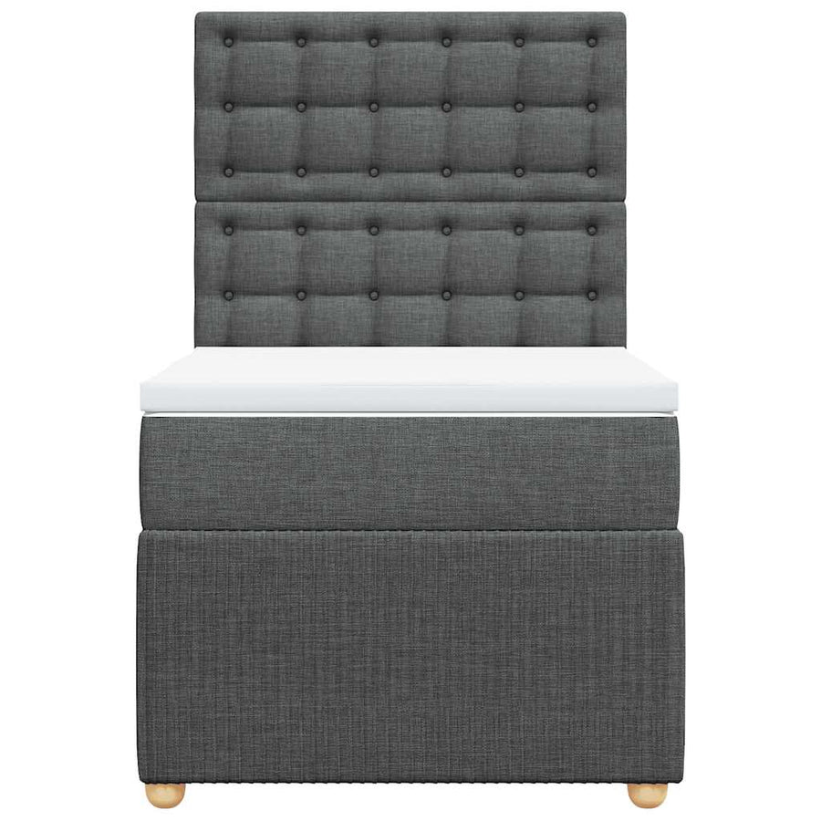 Boxspring met matras stof donkergrijs 90x200 cm