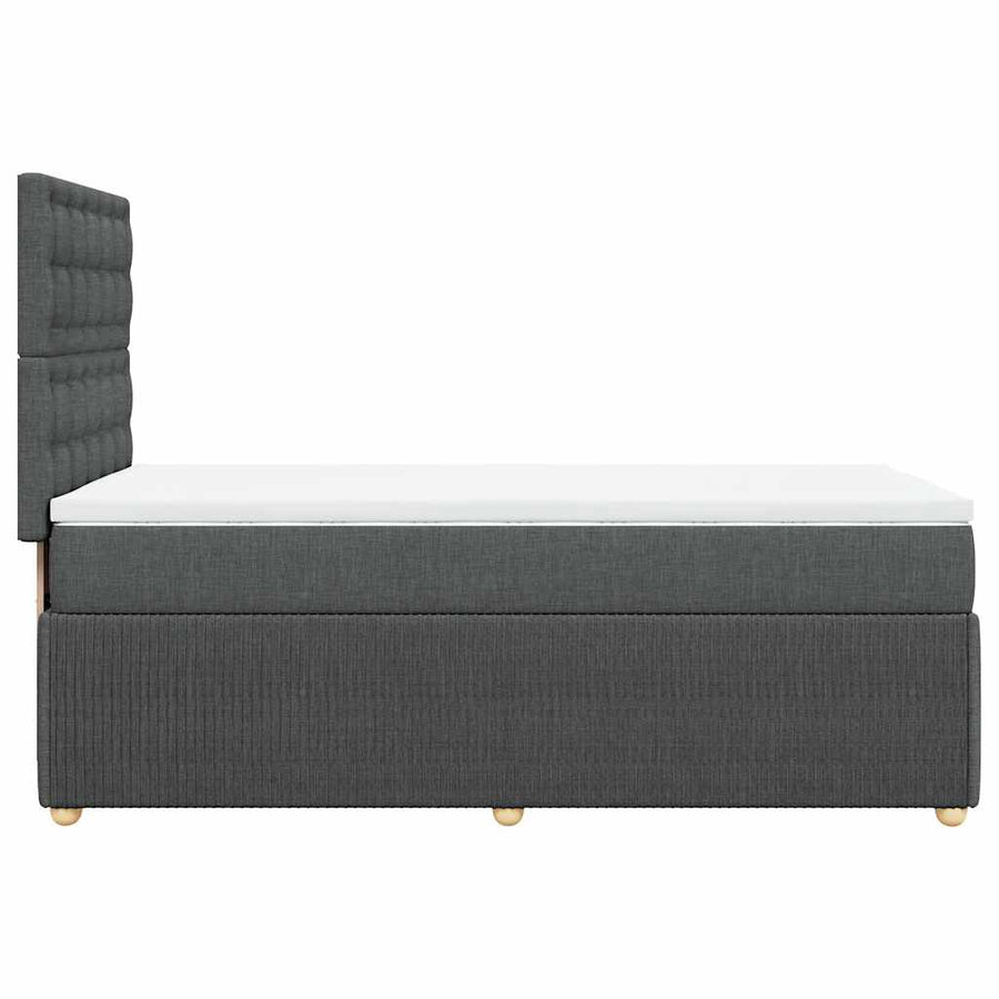 Boxspring met matras stof donkergrijs 90x200 cm