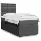 Boxspring 90x200 cm donkergrijs pocketveringmatras