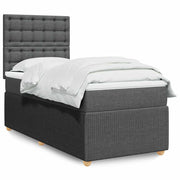 Boxspring 90x200 cm donkergrijs pocketveringmatras