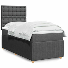 Boxspring met matras stof donkergrijs 90x200 cm