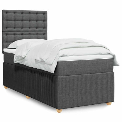 Boxspring met matras stof donkergrijs 90x200 cm