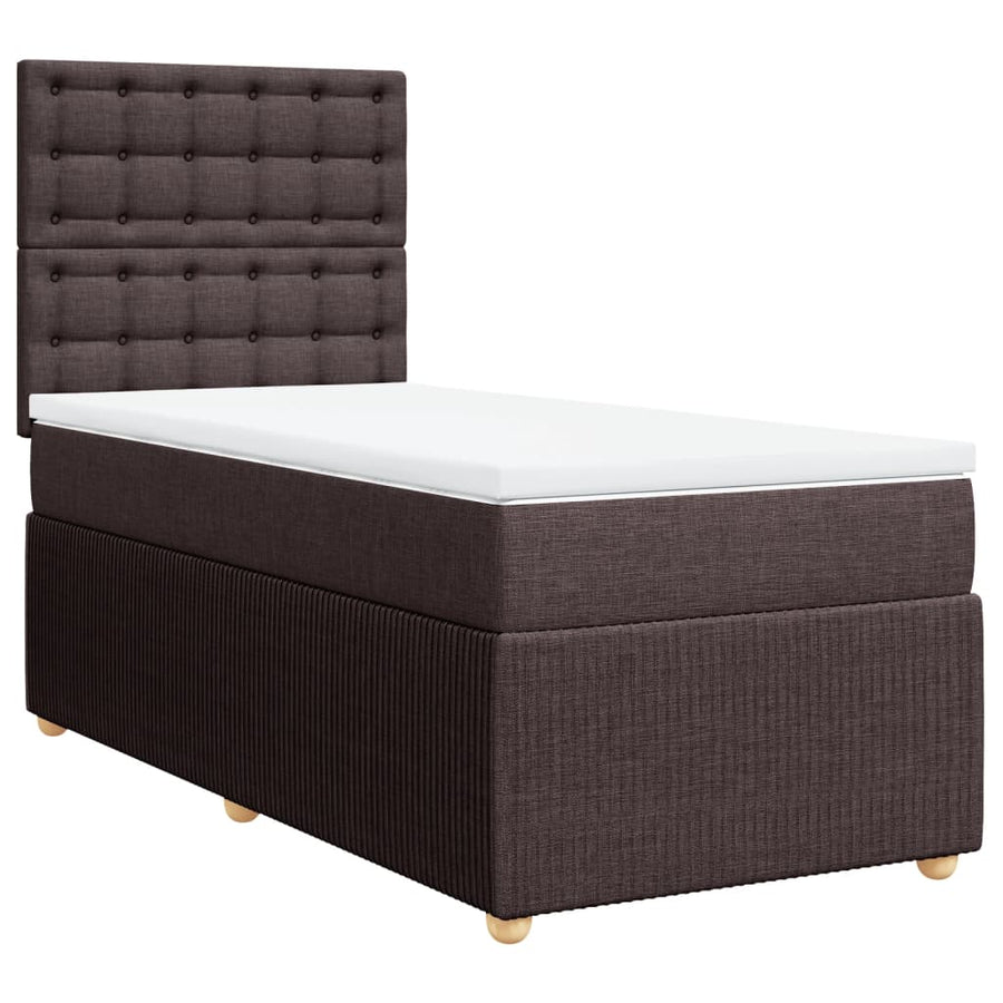Boxspring met matras stof donkerbruin 90x200 cm