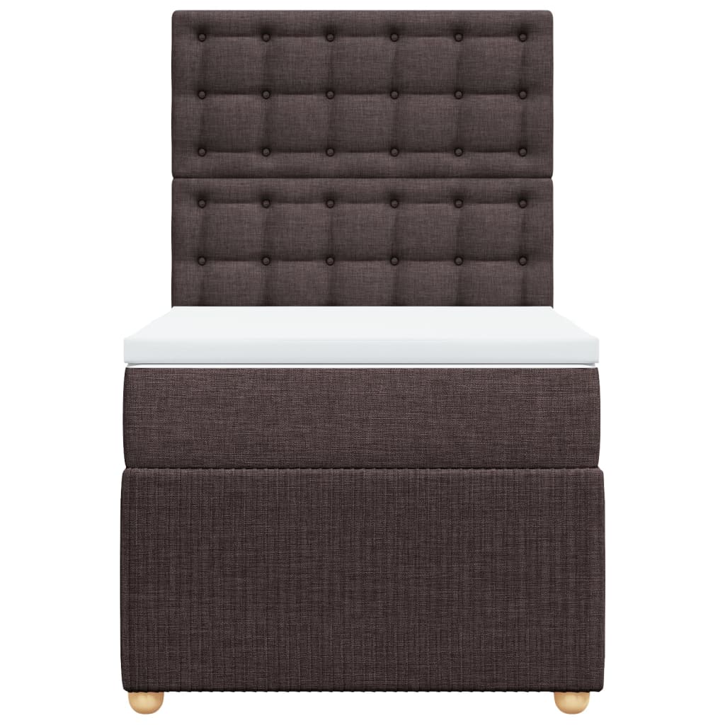 Boxspring met matras stof donkerbruin 90x200 cm