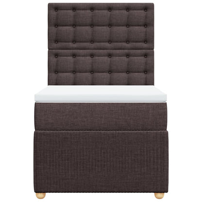 Boxspring met matras stof donkerbruin 90x200 cm