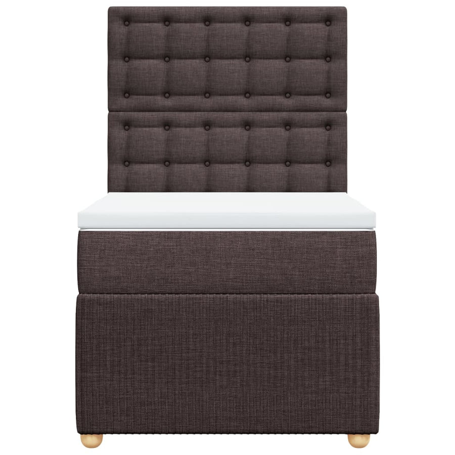 Boxspring met matras stof donkerbruin 90x200 cm