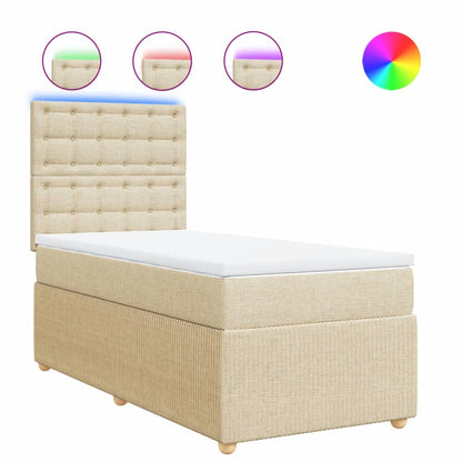 Boxspring met matras stof crèmekleurig 90x200 cm