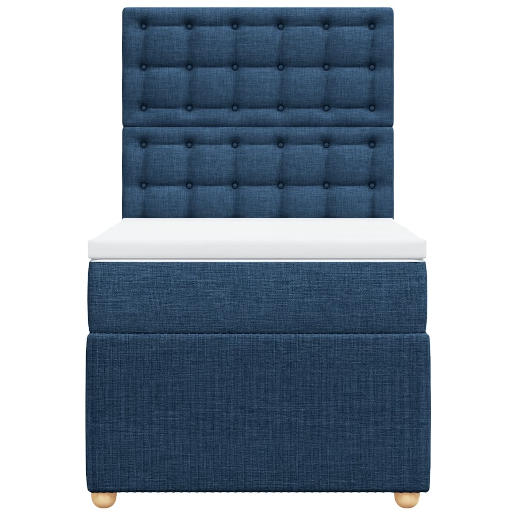 Boxspring met matras stof blauw 90x200 cm