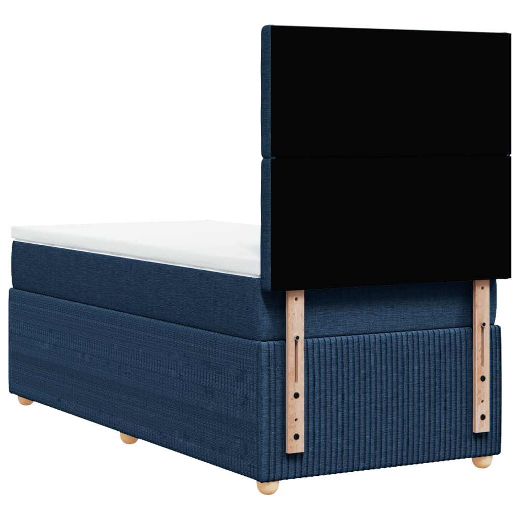 Boxspring met matras stof blauw 90x200 cm