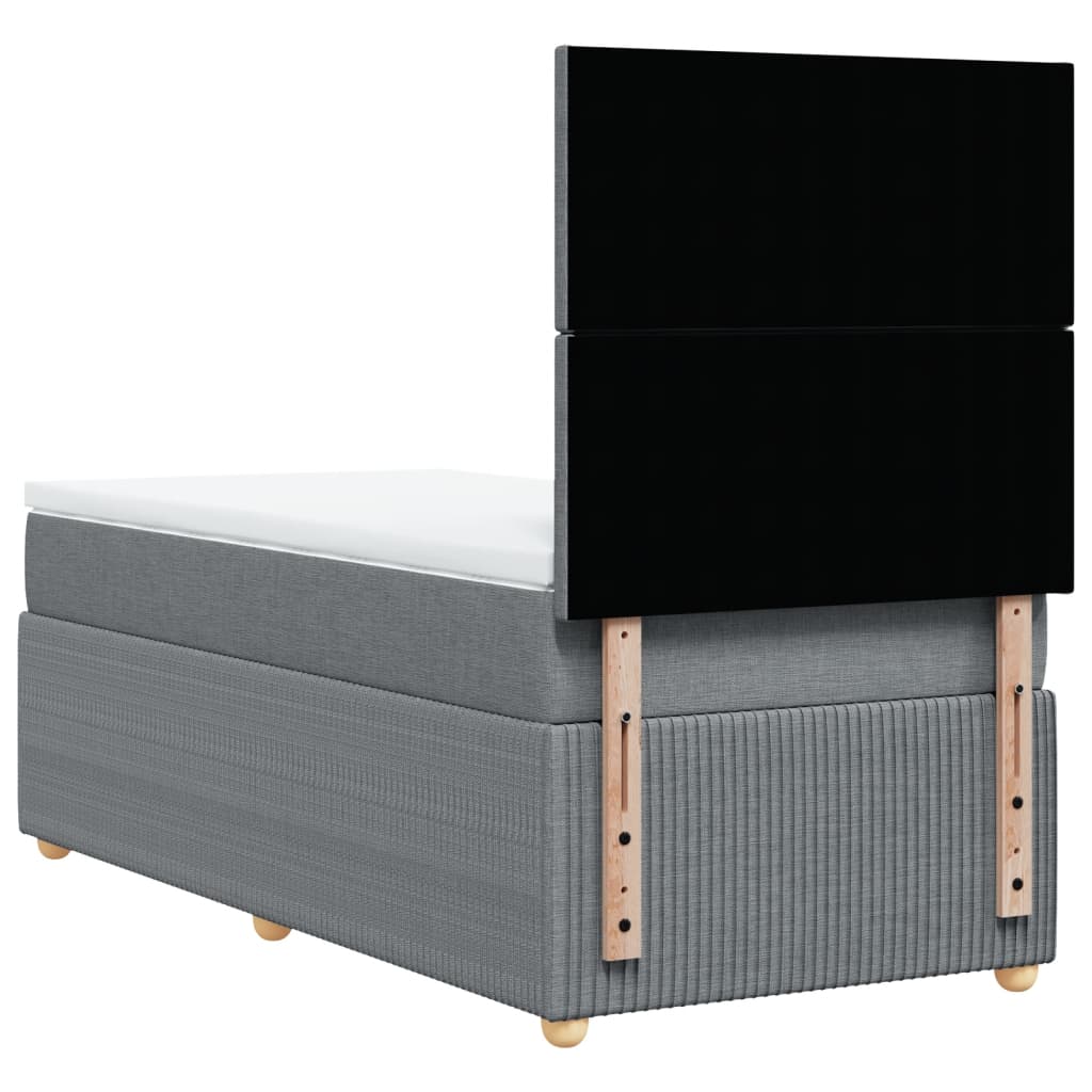 Boxspring met matras stof lichtgrijs 100x200 cm
