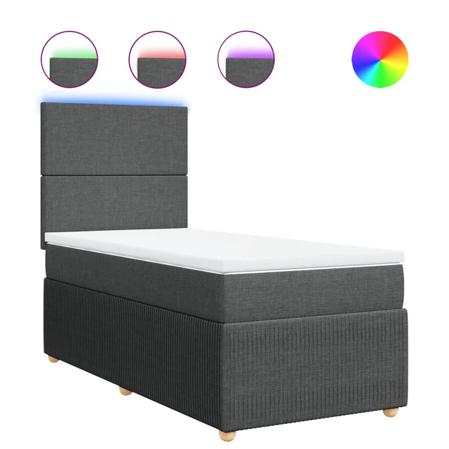 Boxspring met matras stof donkergrijs 100x200 cm
