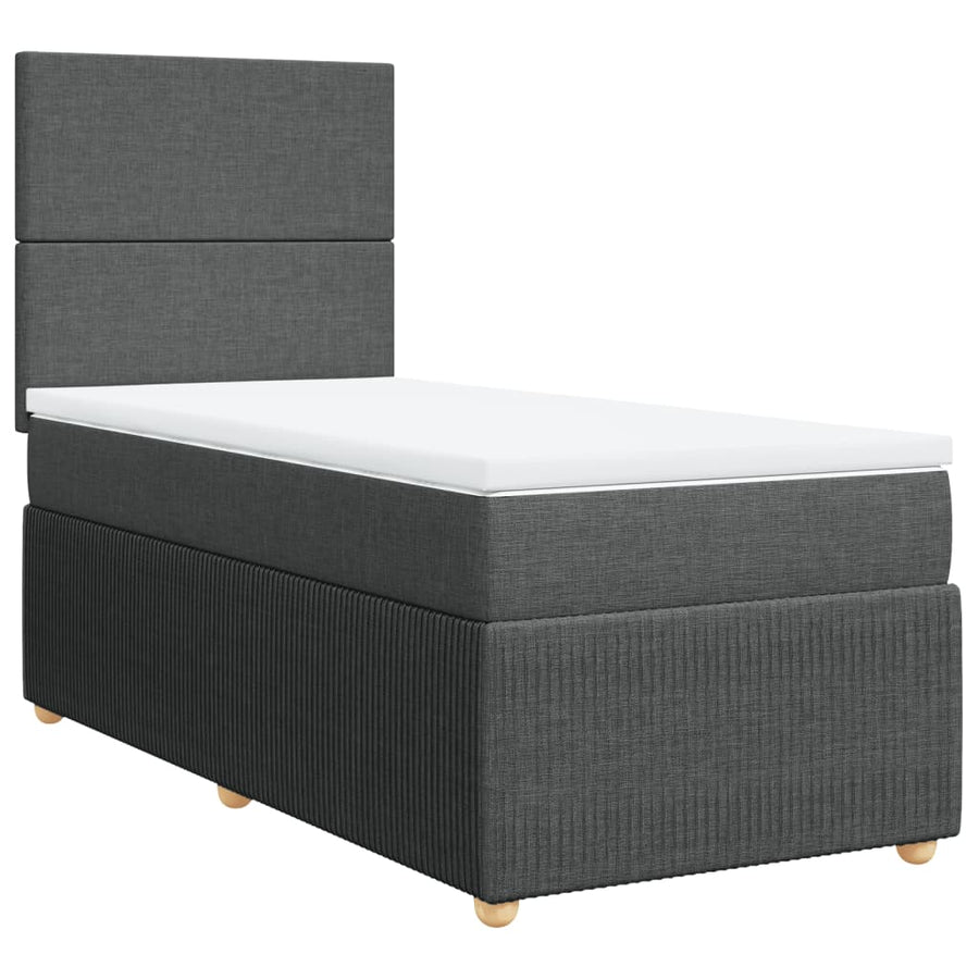 Boxspring met matras stof donkergrijs 100x200 cm
