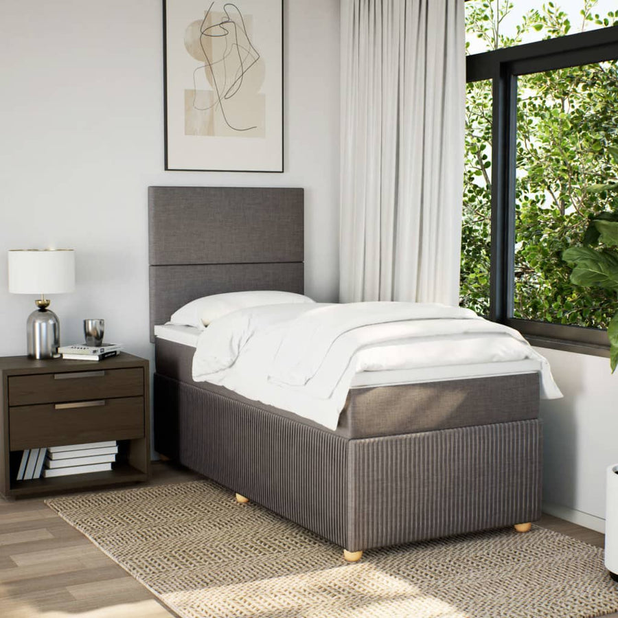Boxspring met matras stof taupe 100x200 cm