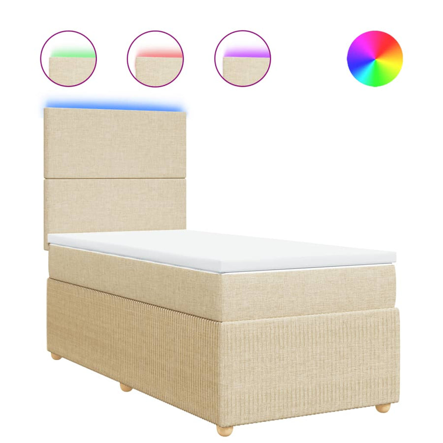 Boxspring met matras stof crèmekleurig 100x200 cm