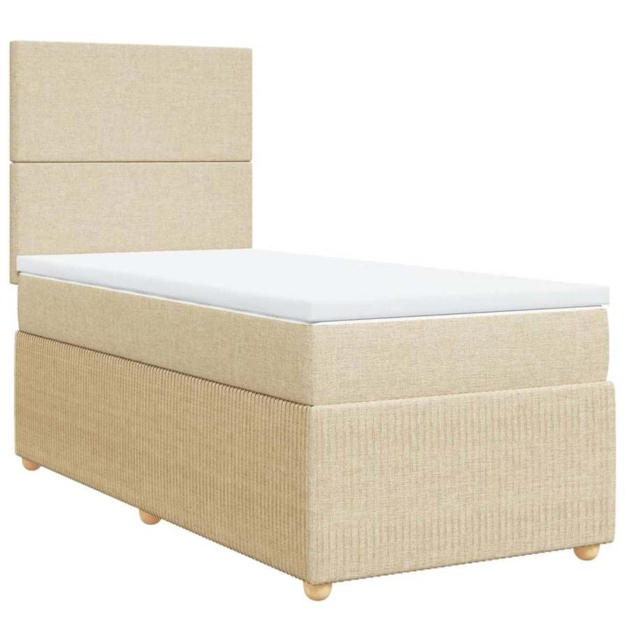 Boxspring met matras stof crèmekleurig 100x200 cm