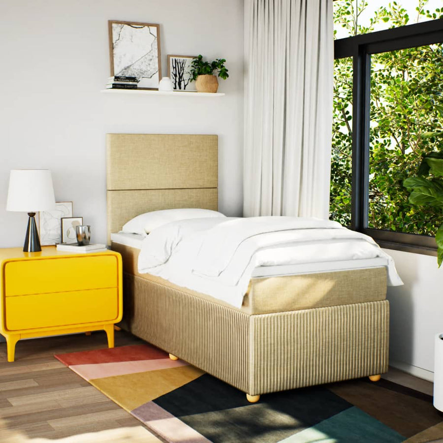 Boxspring met matras stof crèmekleurig 100x200 cm