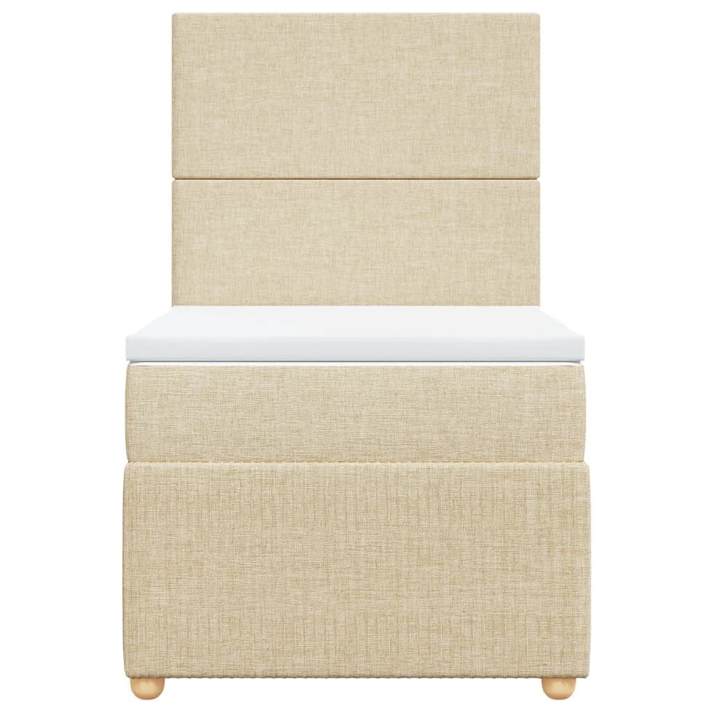 Boxspring met matras stof crèmekleurig 100x200 cm