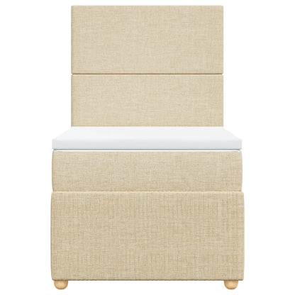 Boxspring met matras stof crèmekleurig 100x200 cm