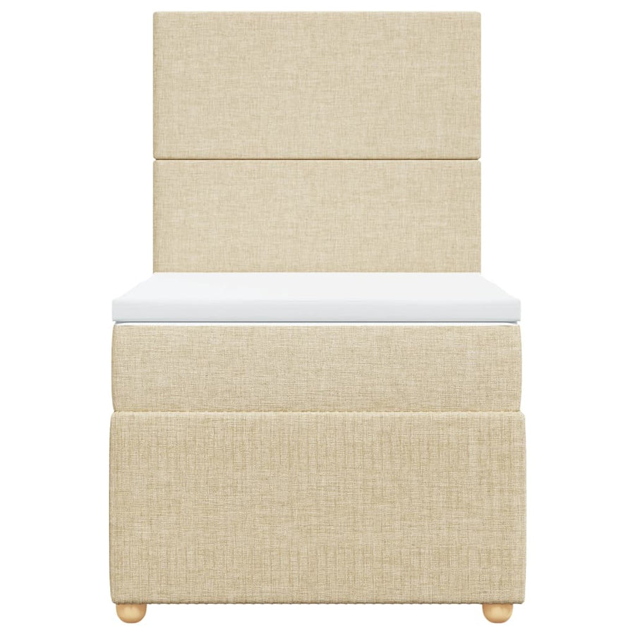 Boxspring met matras stof crèmekleurig 100x200 cm