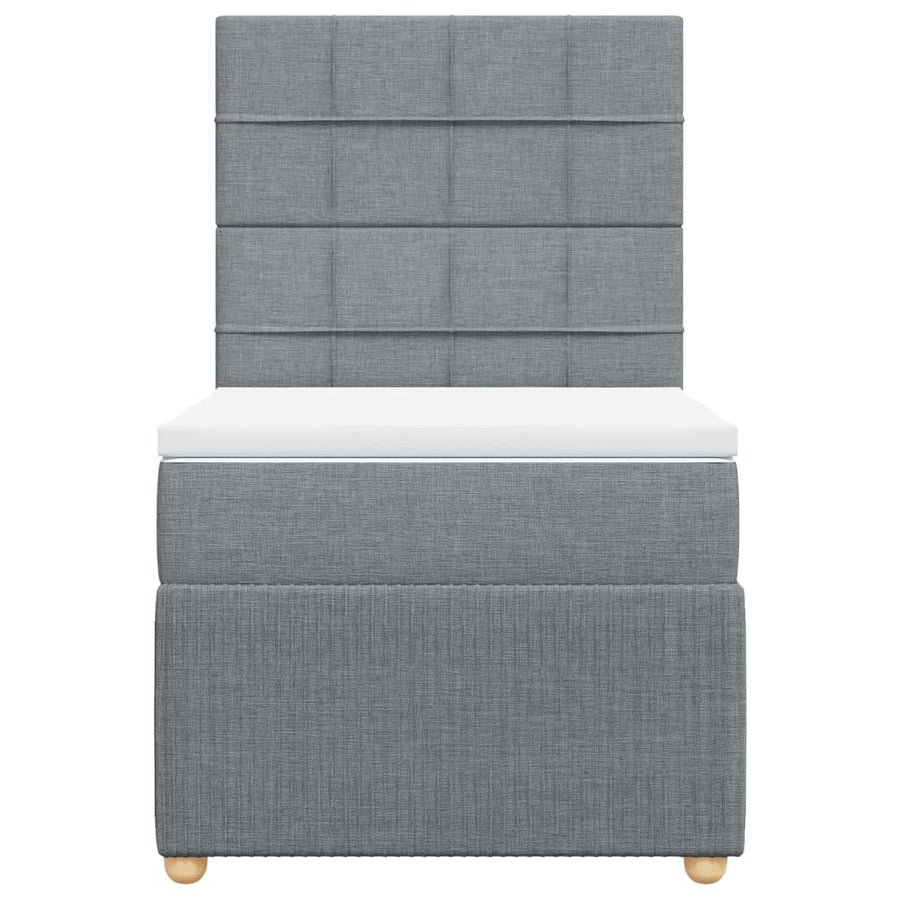 Boxspring met matras stof lichtgrijs 100x200 cm