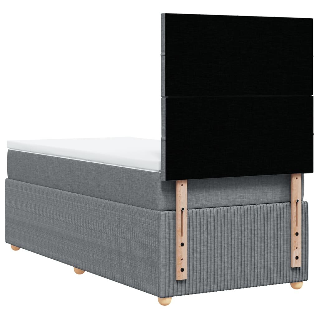 Boxspring met matras stof lichtgrijs 100x200 cm