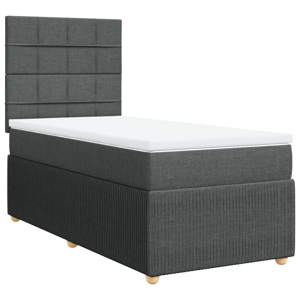 Boxspring met matras stof donkergrijs 100x200 cm