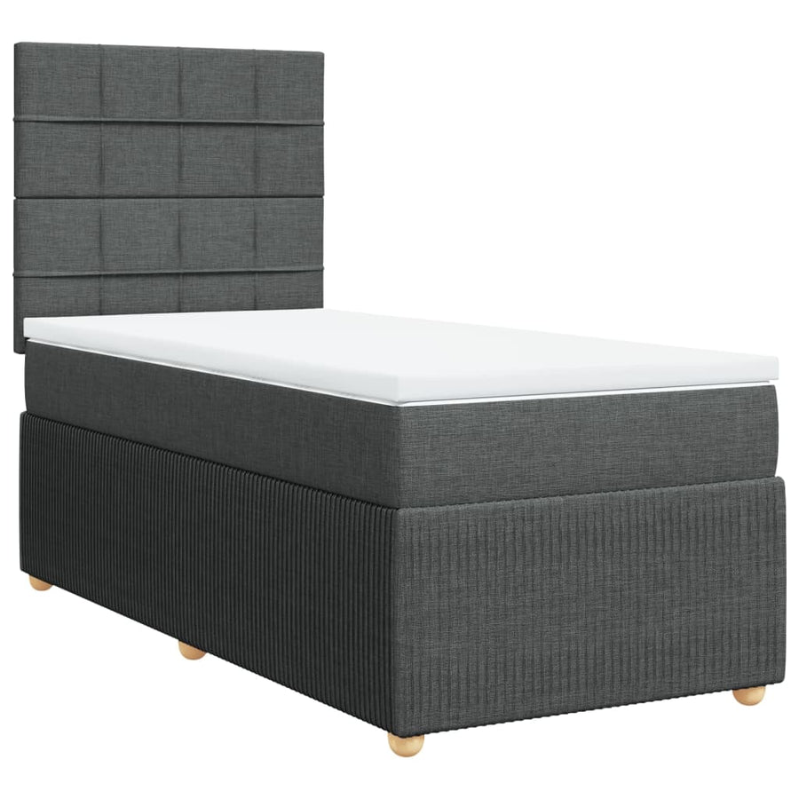 Boxspring met matras stof donkergrijs 100x200 cm