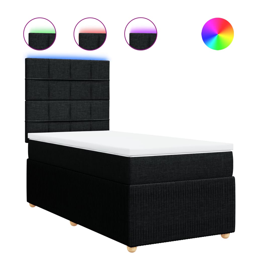 Boxspring met matras stof zwart 100x200 cm