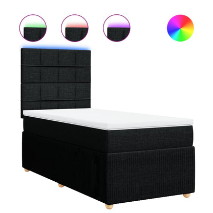 Boxspring met matras stof zwart 100x200 cm