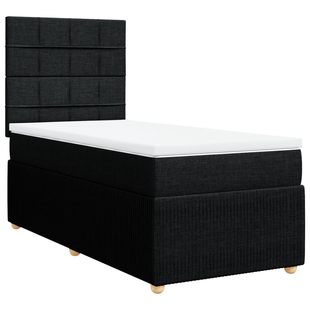 Boxspring met matras stof zwart 100x200 cm