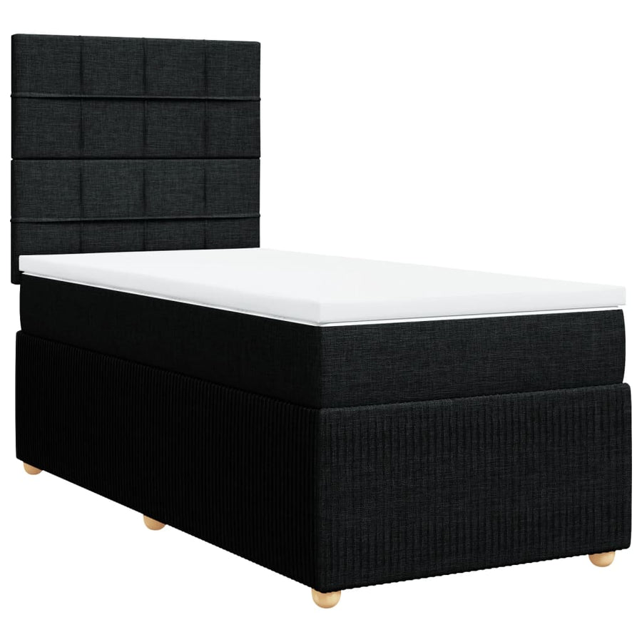 Boxspring met matras stof zwart 100x200 cm