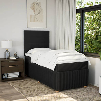 Boxspring met matras stof zwart 100x200 cm