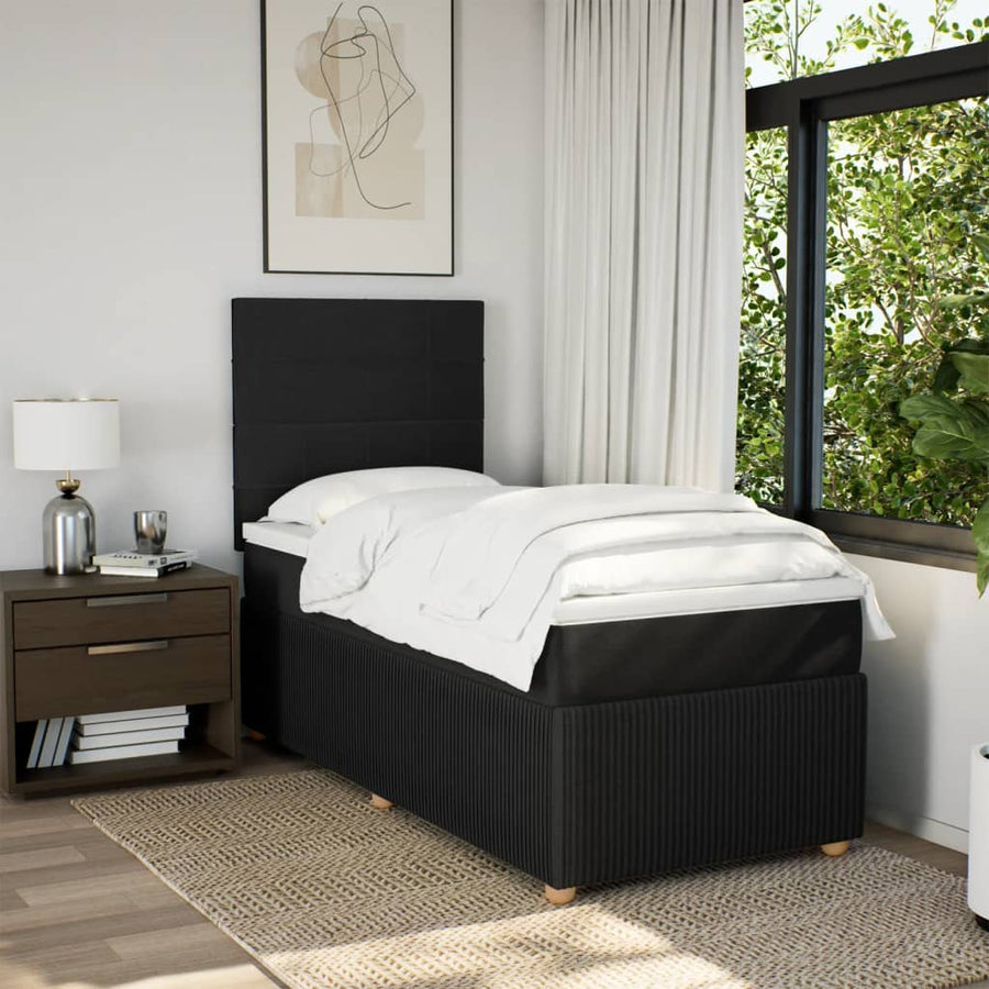 Boxspring met matras stof zwart 100x200 cm