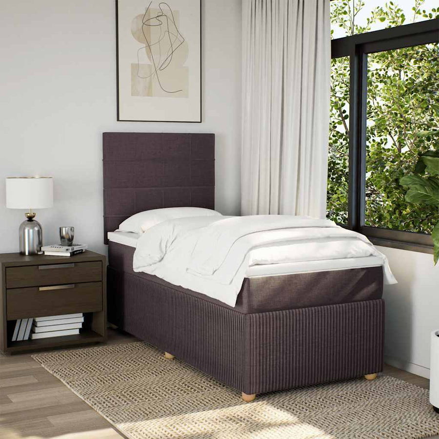 Boxspring Met Matras Stof Donkerbruin 100X200 Cm