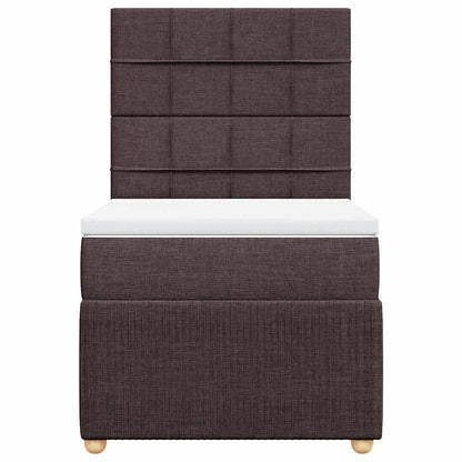 Boxspring Met Matras Stof Donkerbruin 100X200 Cm