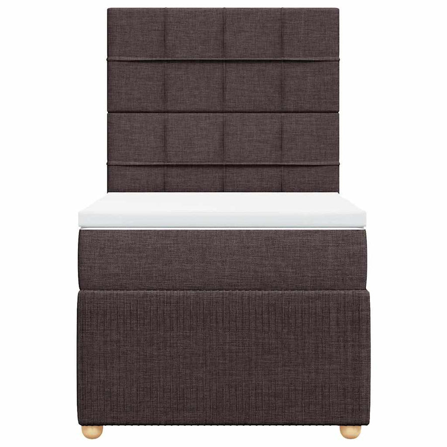 Boxspring Met Matras Stof Donkerbruin 100X200 Cm
