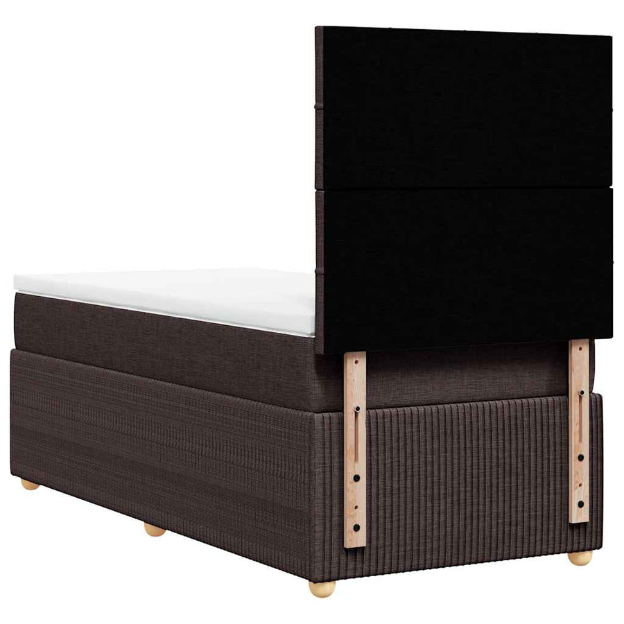 Boxspring Met Matras Stof Donkerbruin 100X200 Cm