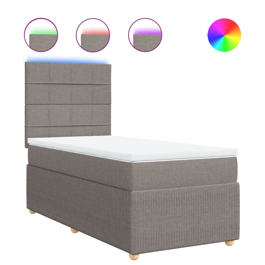 Boxspring met matras stof taupe 100x200 cm
