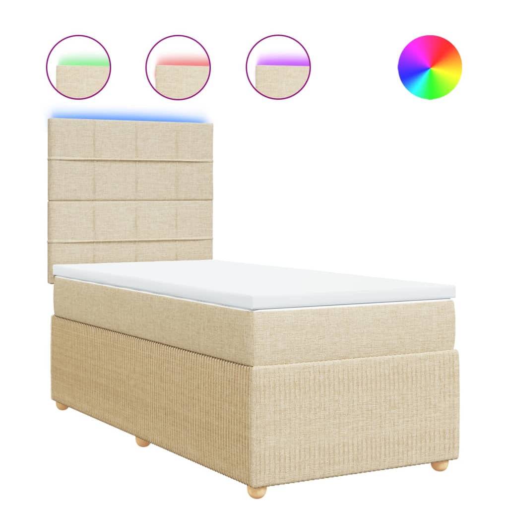 Boxspring met matras stof crèmekleurig 100x200 cm