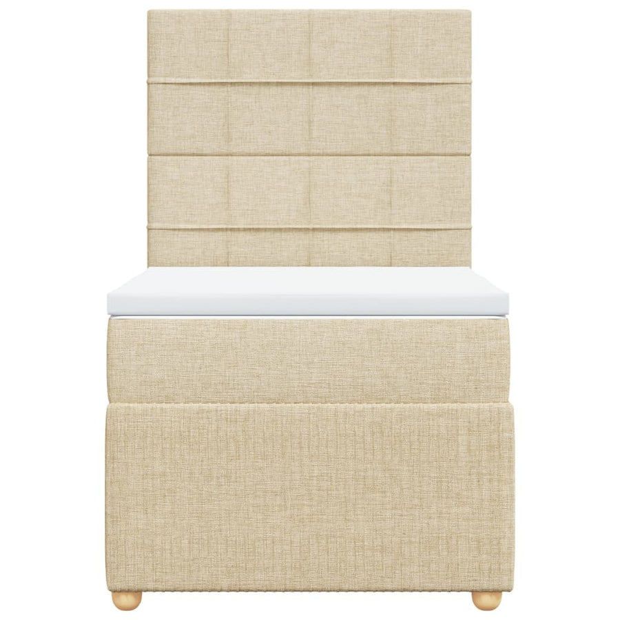 Boxspring met matras stof crèmekleurig 100x200 cm