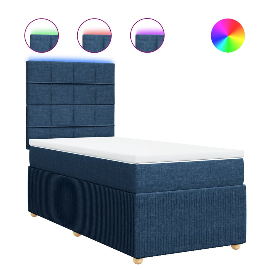 Boxspring met matras stof blauw 100x200 cm