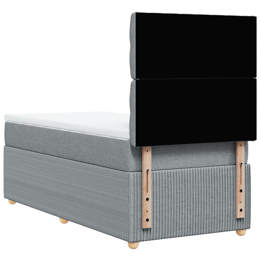 Boxspring met matras stof lichtgrijs 100x200 cm