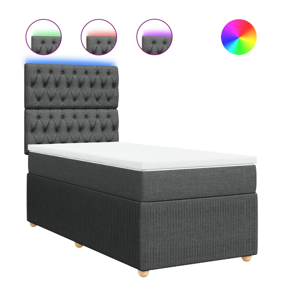 Boxspring met matras stof donkergrijs 100x200 cm