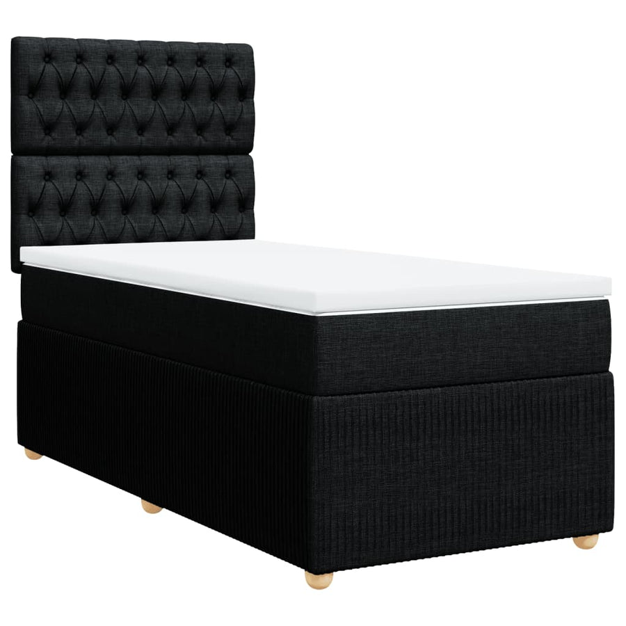 Boxspring met matras stof zwart 100x200 cm