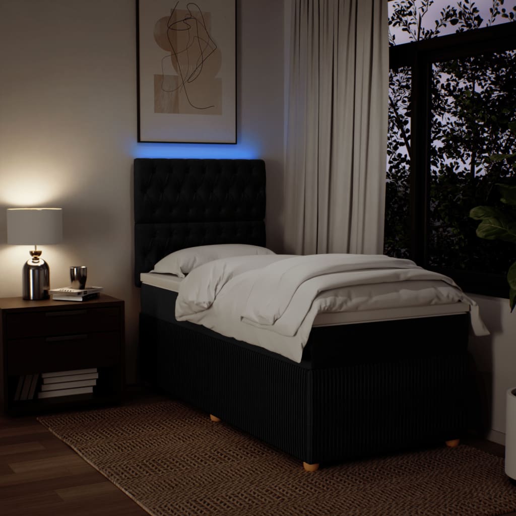 Boxspring met matras stof zwart 100x200 cm