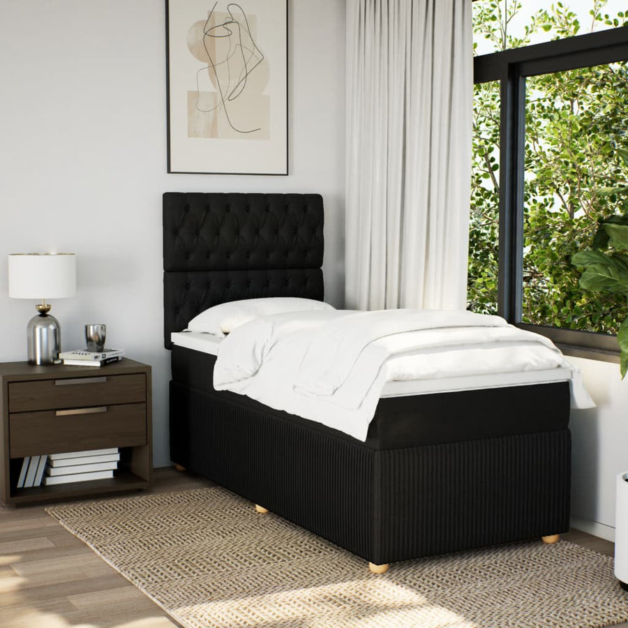 Boxspring met matras stof zwart 100x200 cm